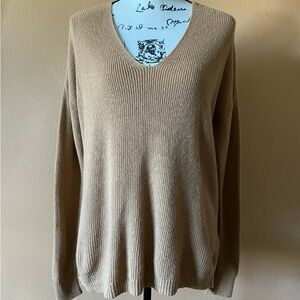 Classic V-Neck Scoop Sweater - Camel